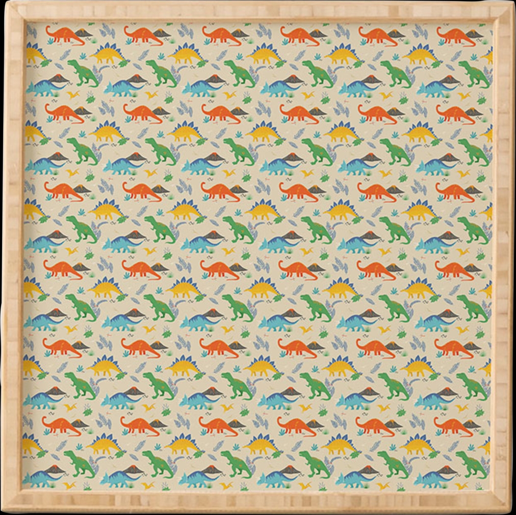 Kids Dino Play Beige Framed Wall Art - Thumbnail - Image 1