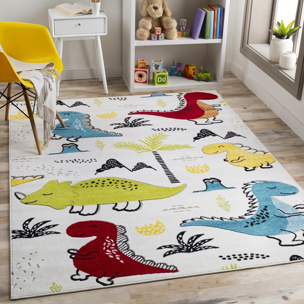 Kids Dino Vacation White 7' x 9' Rug - Thumbnail - Image 6