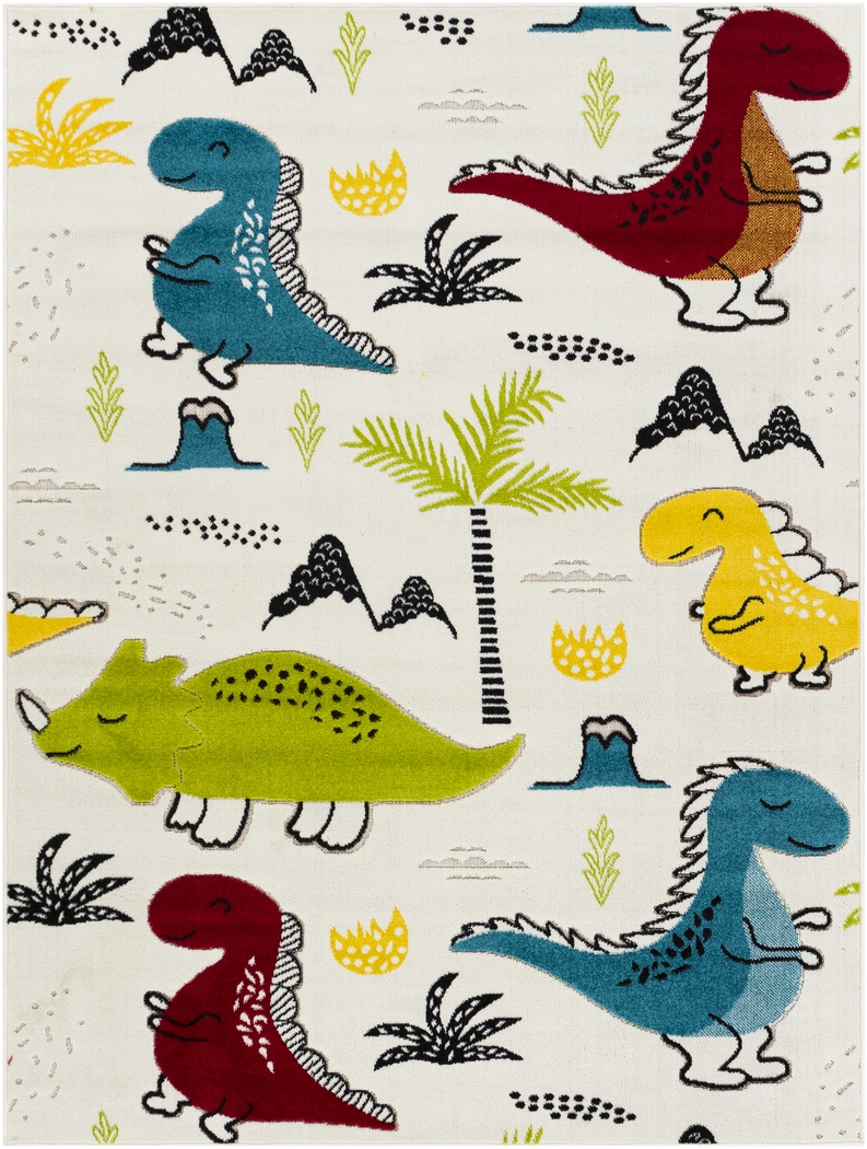 Kids Dino Vacation White 7' x 9' Rug - Thumbnail - Image 1