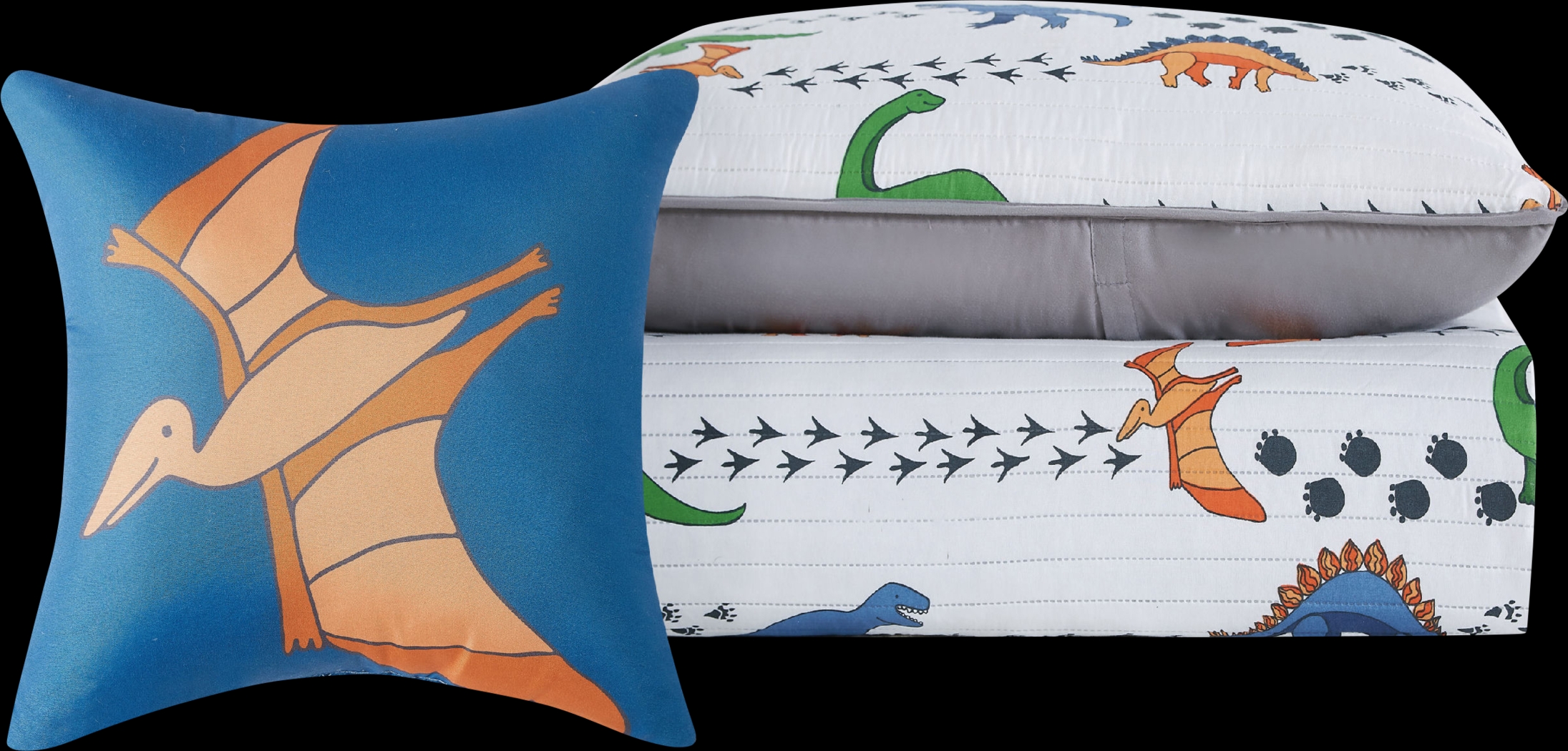 Kids Dino Venture White Twin Quilt Set - Thumbnail - Image 2