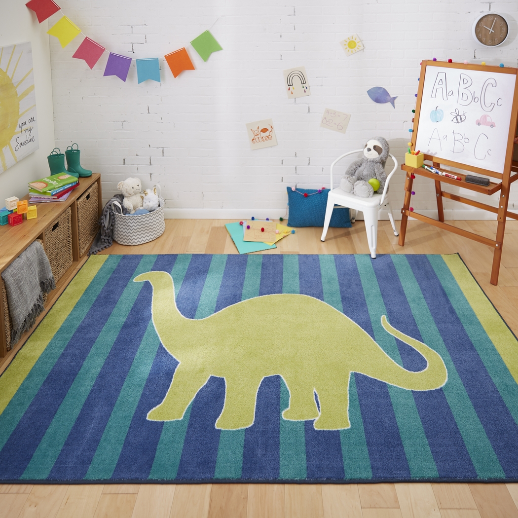 Kids Dinosaur Way Green 5' x 8' Rug - Thumbnail - Image 2