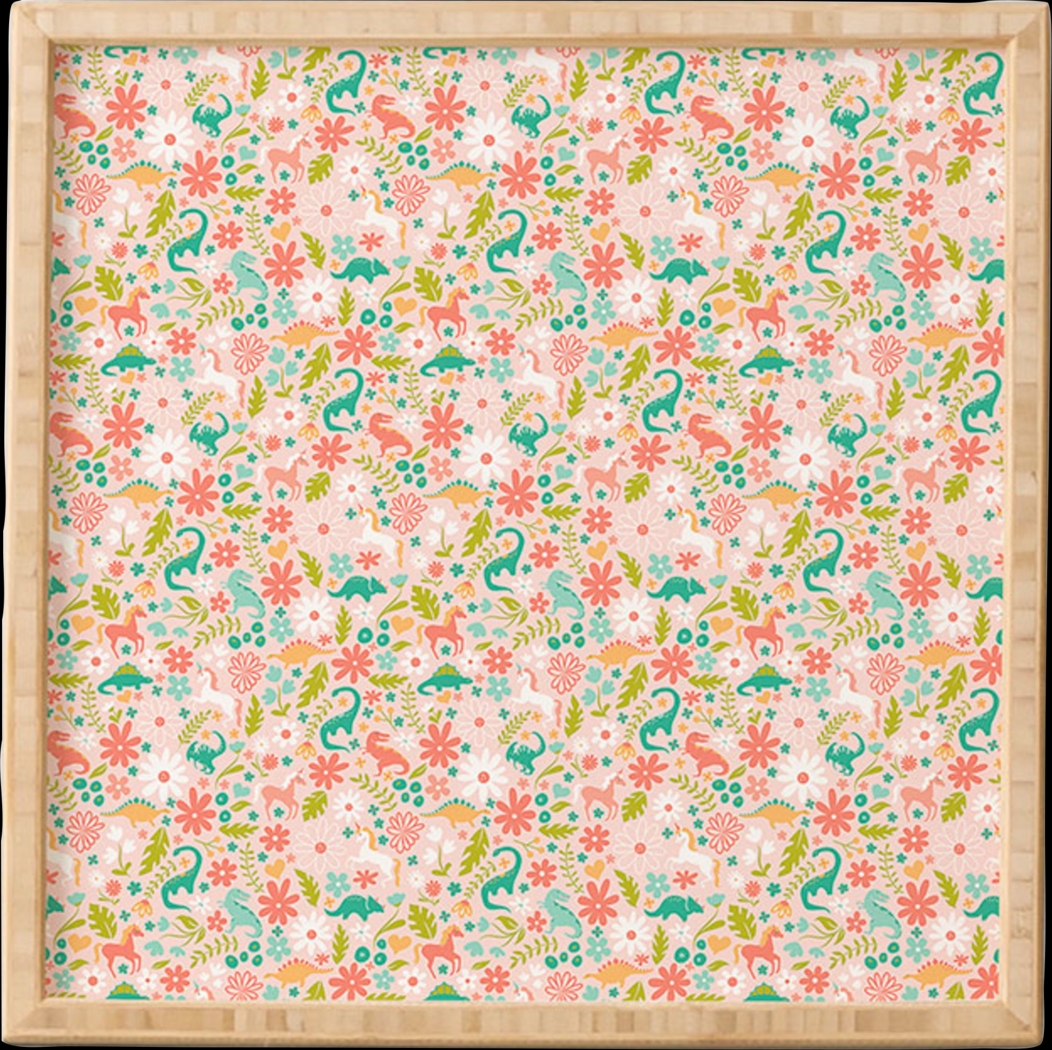 Kids Dinosaurs and Unicorns Pink Framed Wall Art - Thumbnail - Image 1