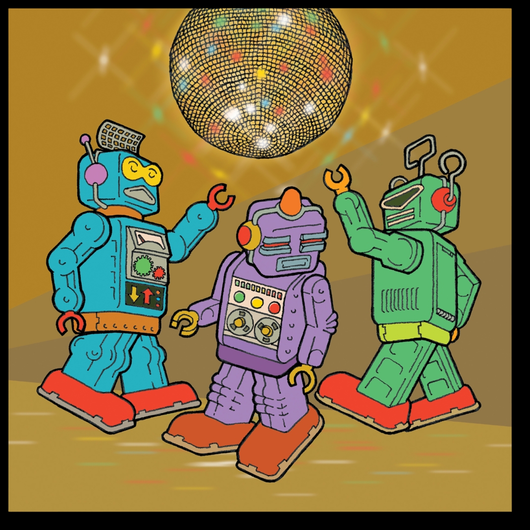 Kids Disco Robots Brown Artwork - Thumbnail - Image 1