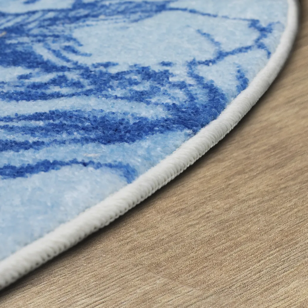 Kids Disney Cinderella Castle Light Blue 5' Round Rug - Thumbnail - Image 5