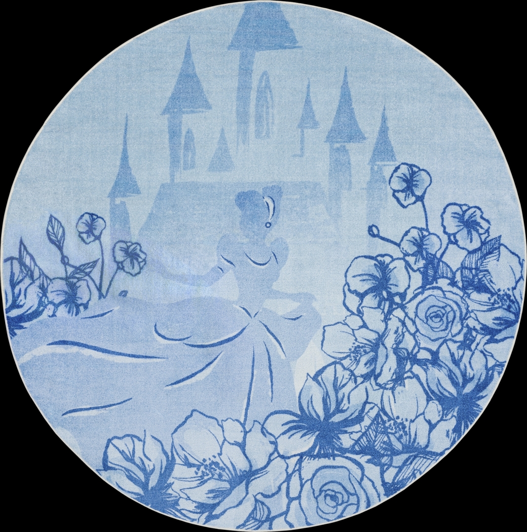 Kids Disney Cinderella Castle Light Blue 8' Round Rug - Thumbnail - Image 1