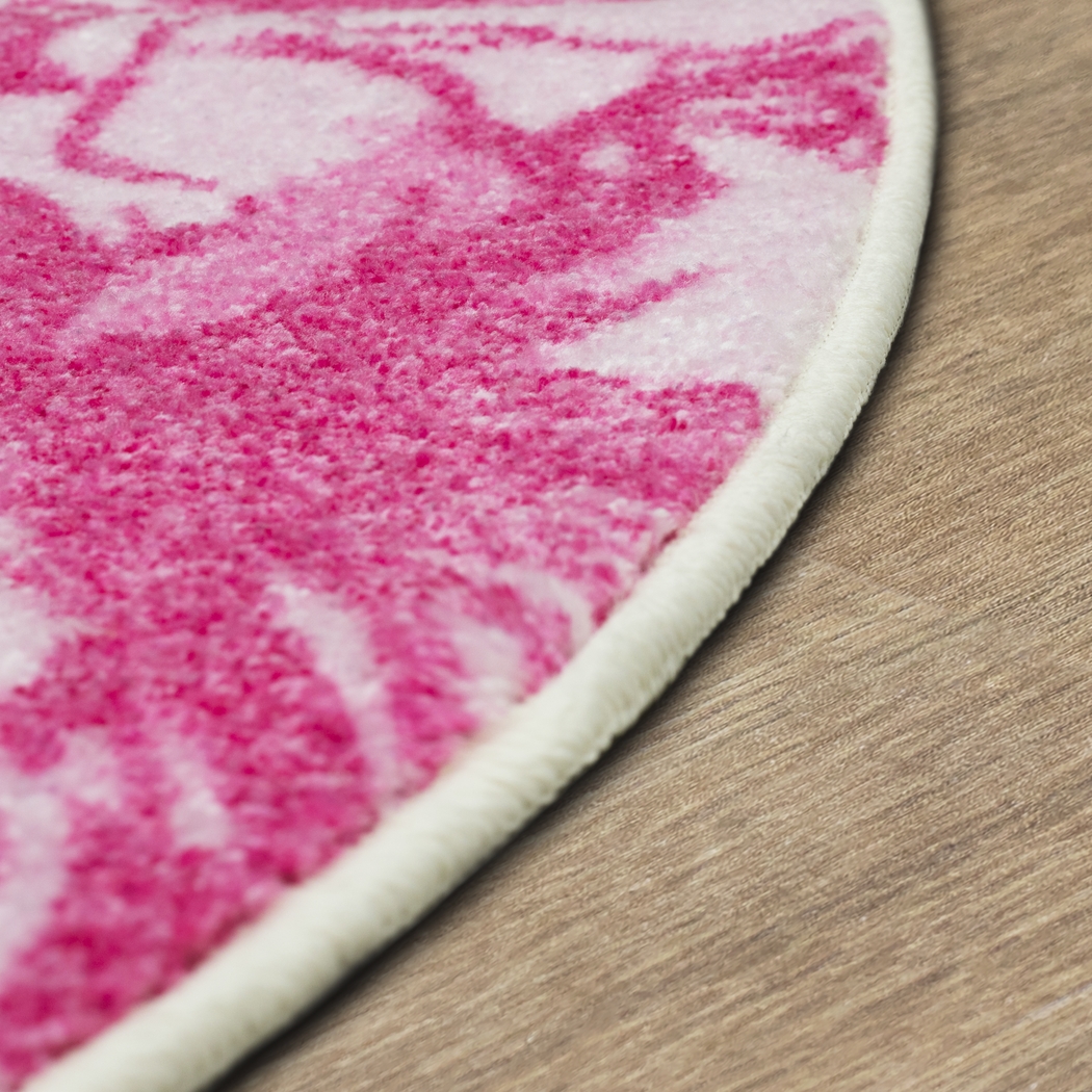 Kids Disney Cinderella Castle Pink 8' Round Rug - Thumbnail - Image 5