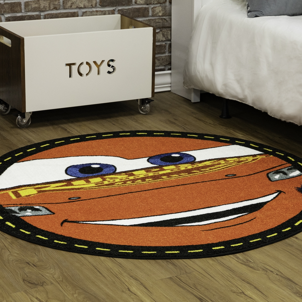Kids Disney Lighting McQueen Red 5' Round Rug - Thumbnail - Image 3