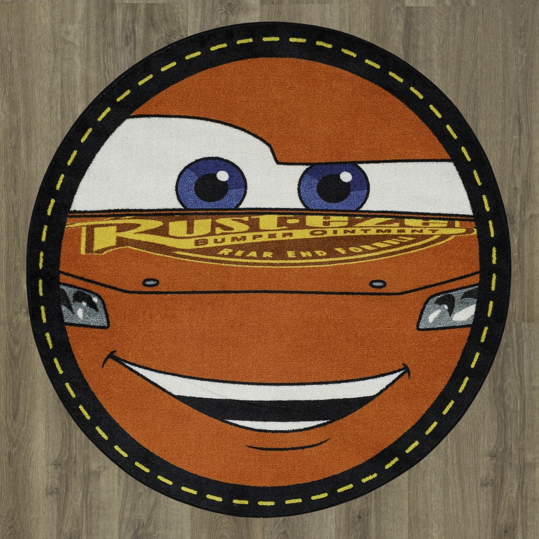 Kids Disney Lighting McQueen Red 5' Round Rug - Thumbnail - Image 4