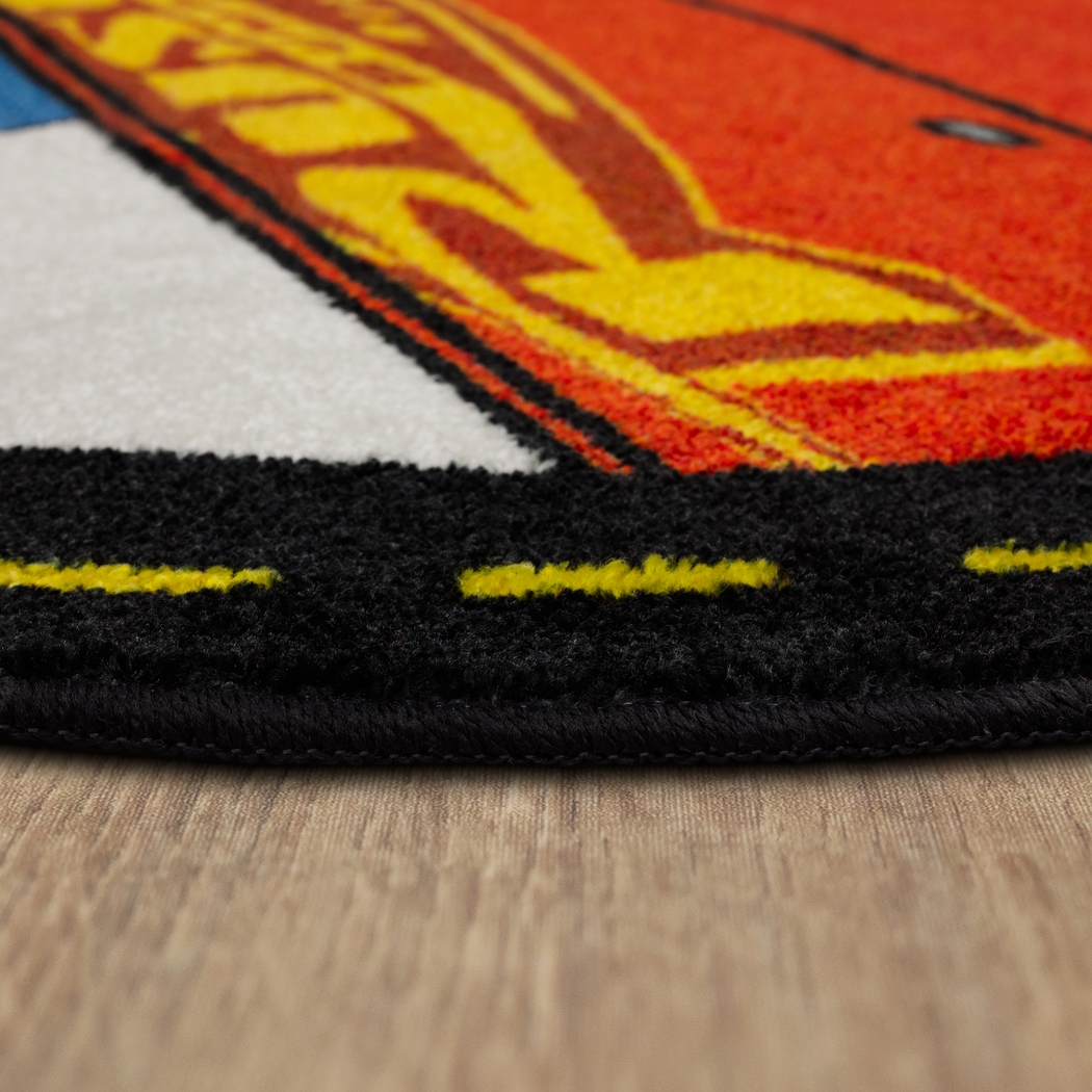 Kids Disney Lighting McQueen Red 5' Round Rug - Thumbnail - Image 7