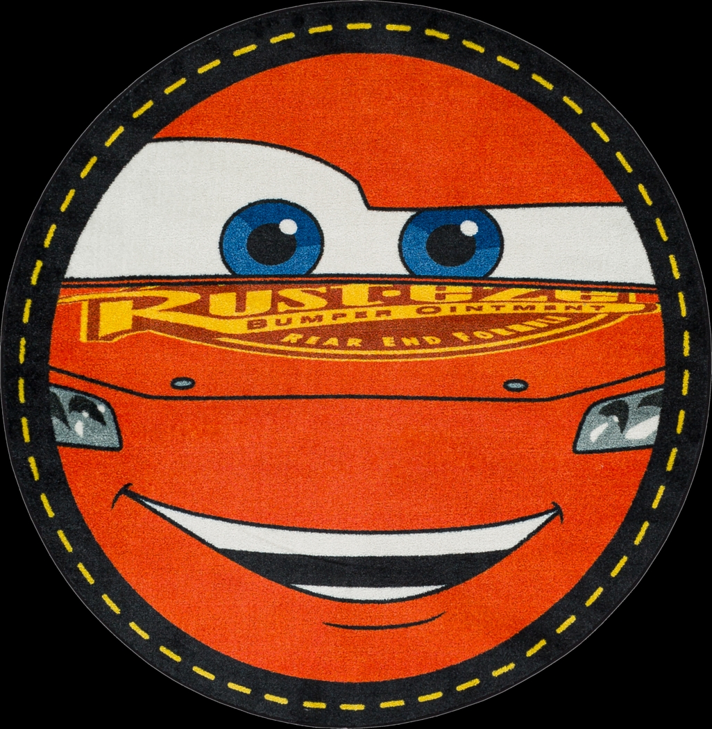 Kids Disney Lighting McQueen Red 5' Round Rug - Thumbnail - Image 1