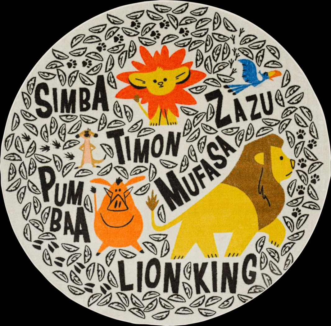 Kids Disney Lion King Friends Multi 5' Round Rug - Thumbnail - Image 1