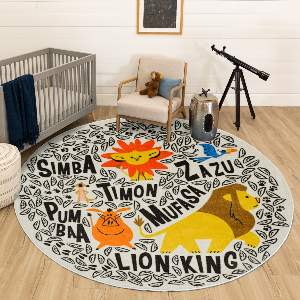 Kids Disney Lion King Friends Multi 8' Round Rug - Thumbnail - Image 2
