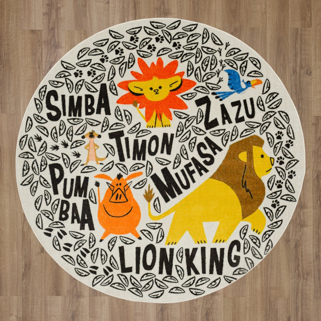 Kids Disney Lion King Friends Multi 8' Round Rug - Thumbnail - Image 4