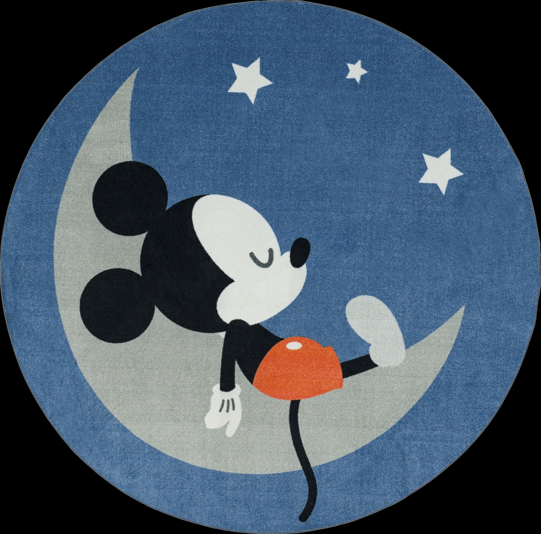Kids Disney Baby Mickey Mouse Sleepy Moon Blue 5' x 5' Rug - Thumbnail - Image 1