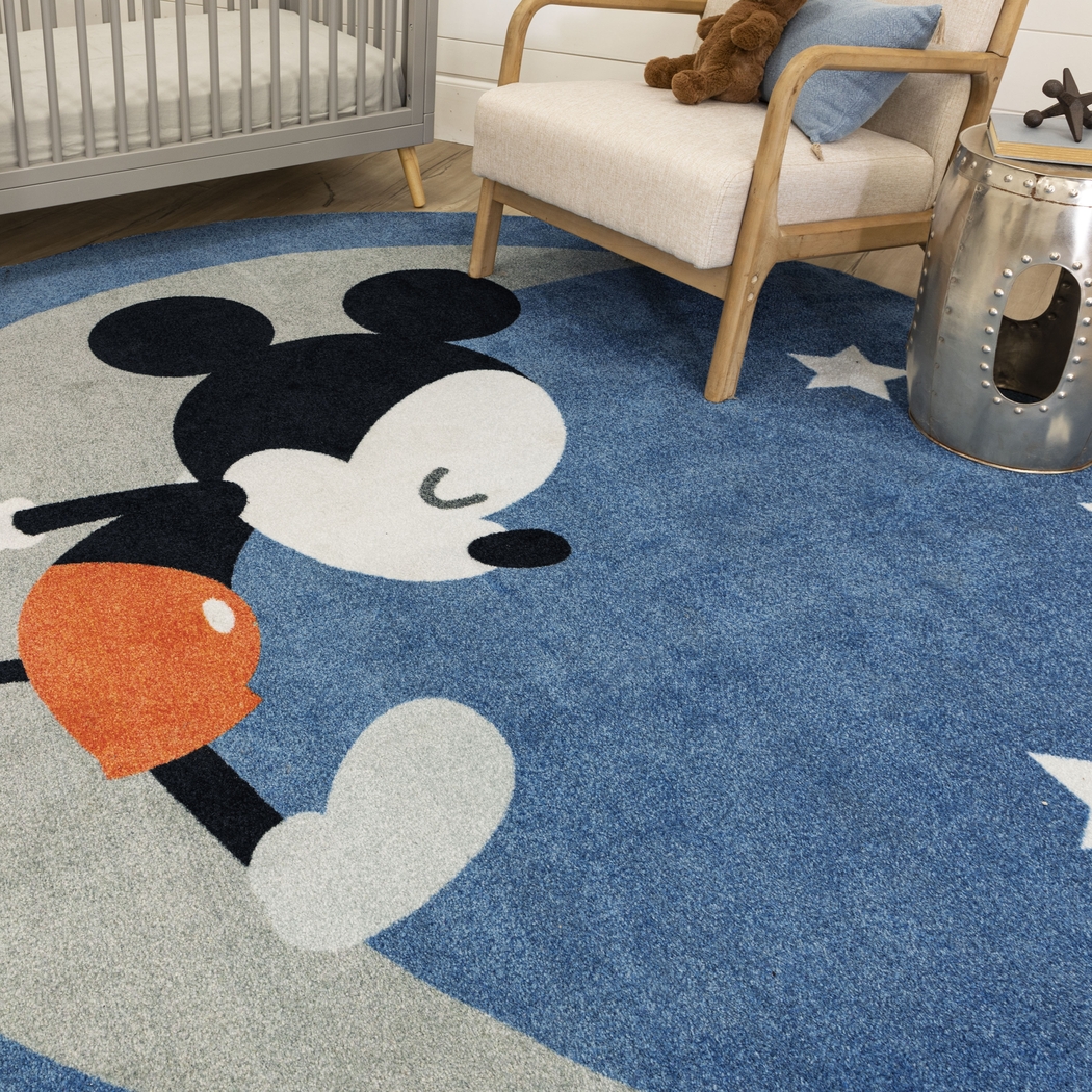 Kids Disney Baby Mickey Mouse Sleepy Moon Blue 8' x 8' Rug - Thumbnail - Image 3