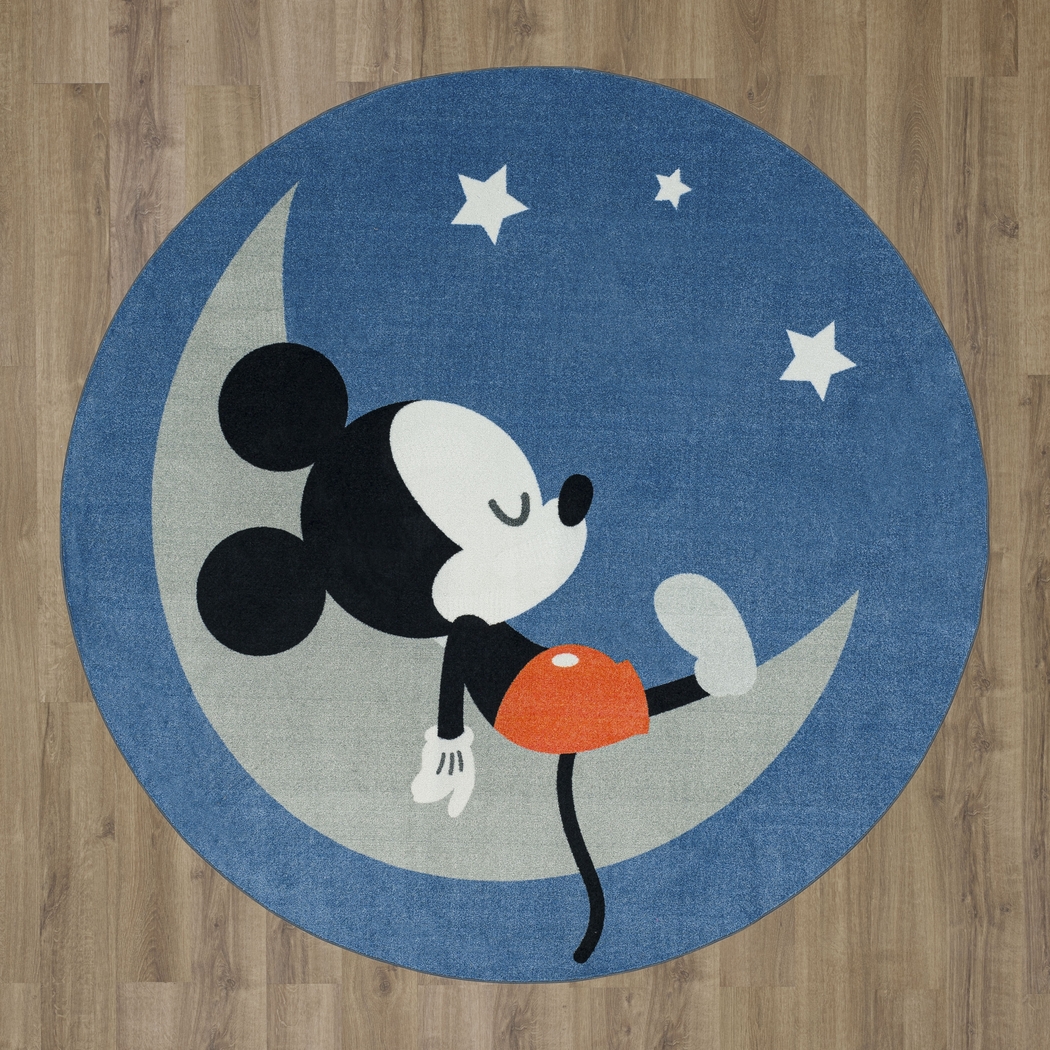 Kids Disney Baby Mickey Mouse Sleepy Moon Blue 8' x 8' Rug - Thumbnail - Image 4