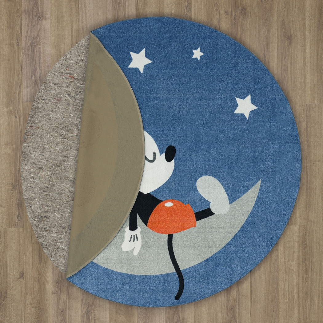 Kids Disney Baby Mickey Mouse Sleepy Moon Blue 8' x 8' Rug - Thumbnail - Image 5