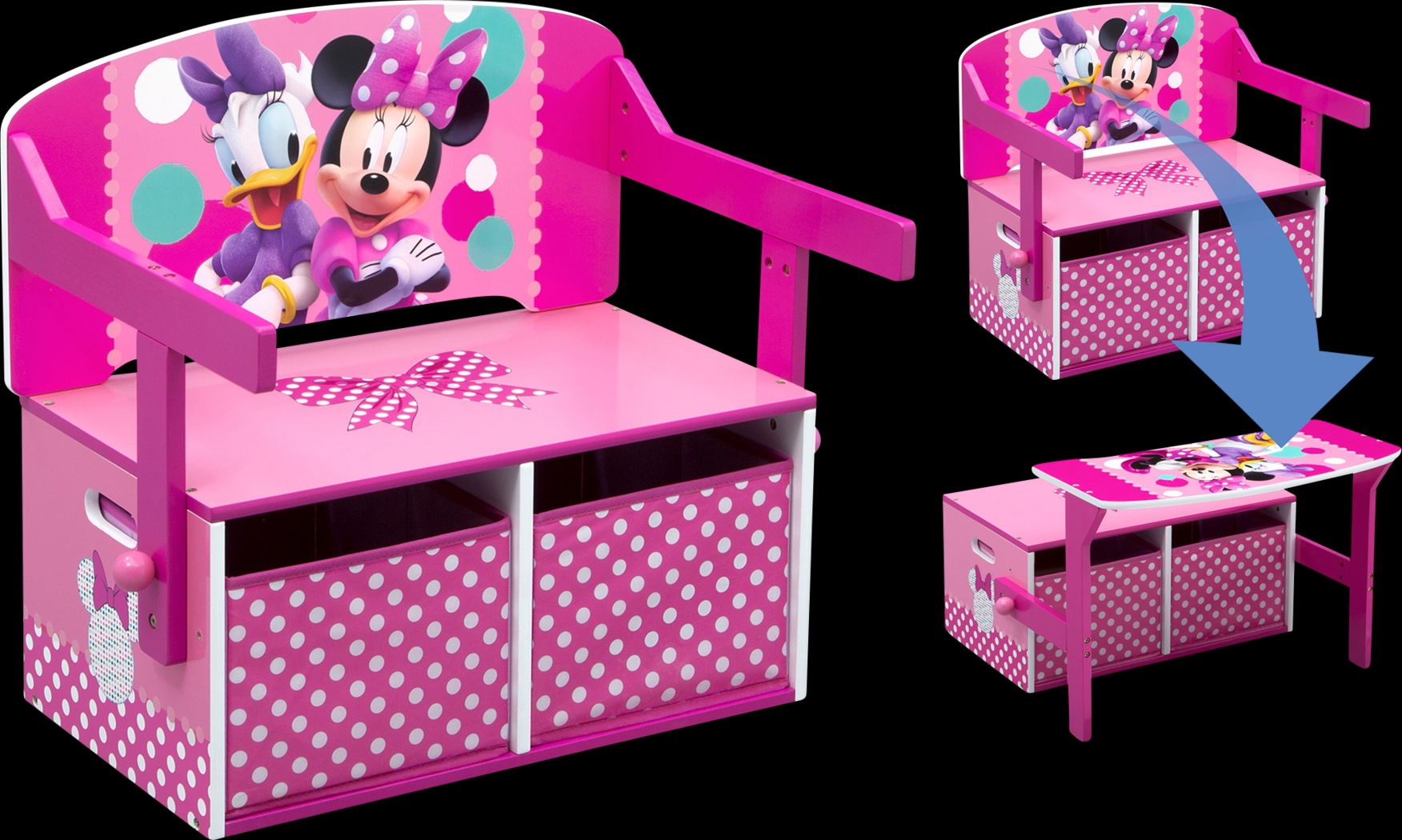 Kids Disney Minnie Mouse Pink Convertible Bench - Thumbnail - Image 2