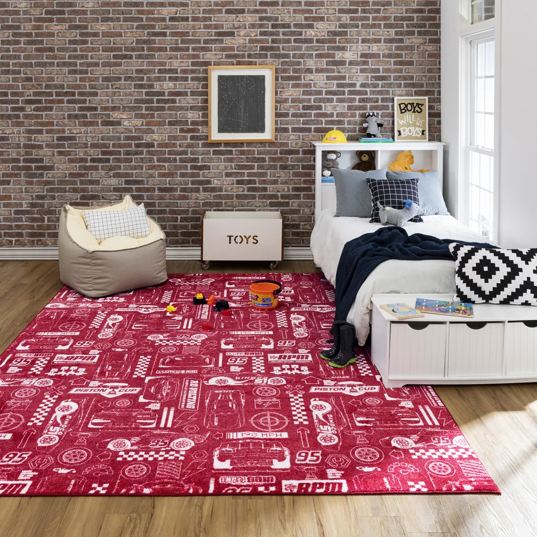 Kids Disney Piston Cup Red 8' x 10' Rug - Thumbnail - Image 2