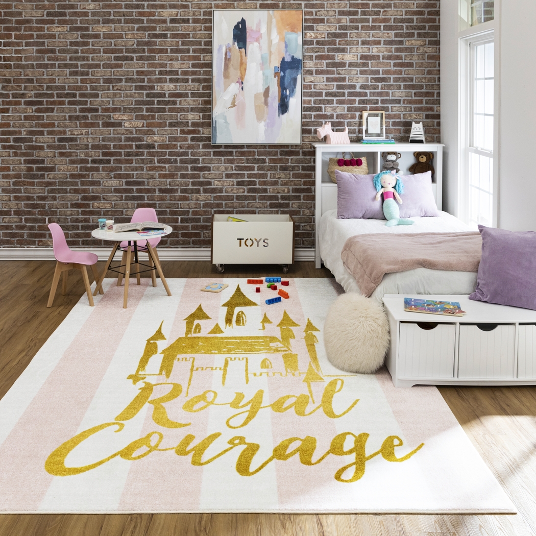 Kids Disney Royal Courage White 5' x 8' Rug - Thumbnail - Image 2