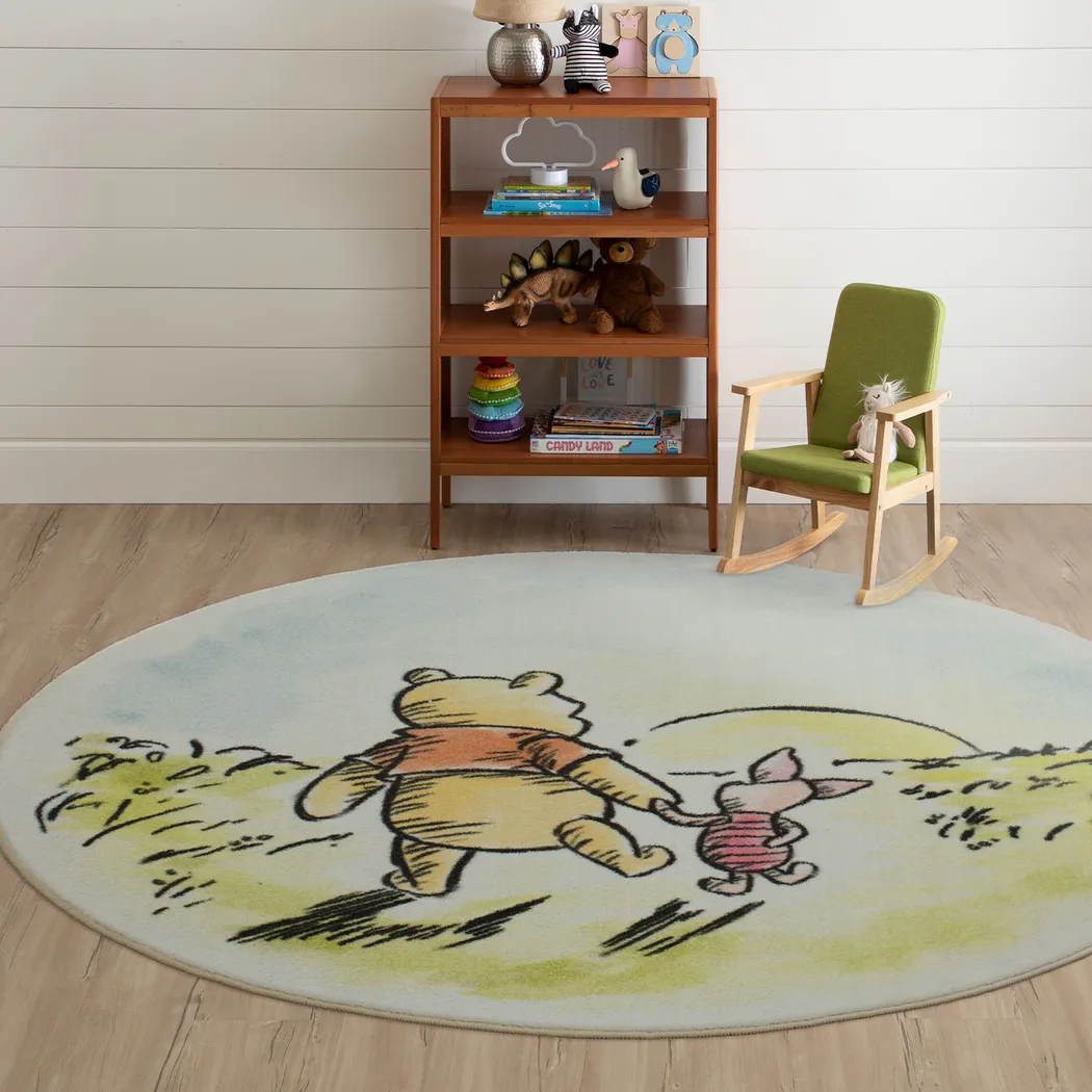 Kids Disney Winnie The Pooh Friendship White 8' Round Rug - Image 5