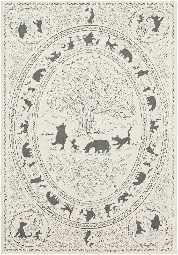 Kids Disney Winnie The Pooh Story Time White 3'5" x 5'5" Rug - Thumbnail - Image 1