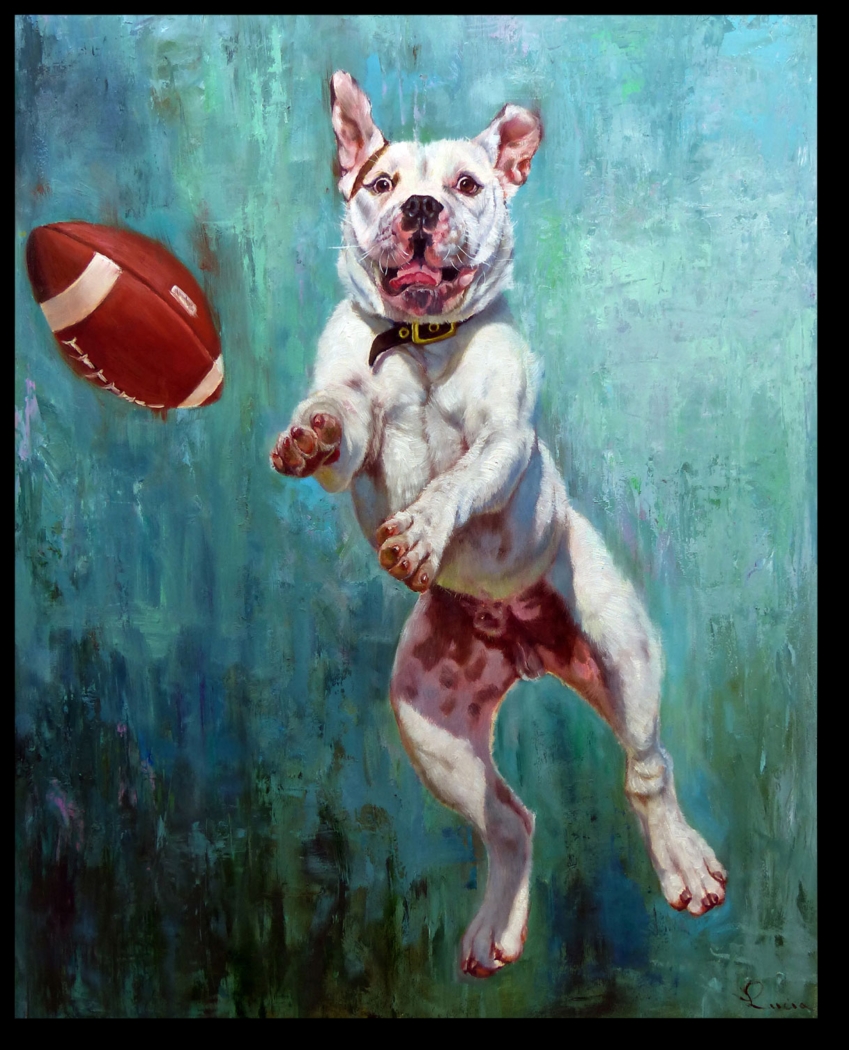 Kids Doggy Catch Blue Artwork - Thumbnail - Image 1