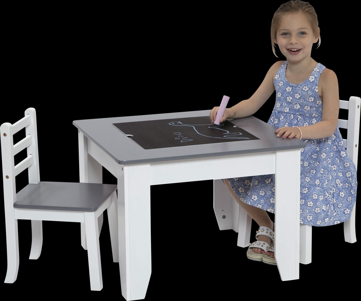Kids Drawing Lessons Gray Table Set - Thumbnail - Image 4