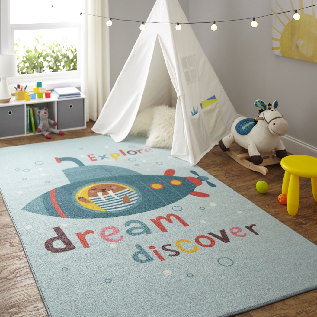 Kids Dream Diving Aqua 3' x 5' Rug - Thumbnail - Image 2