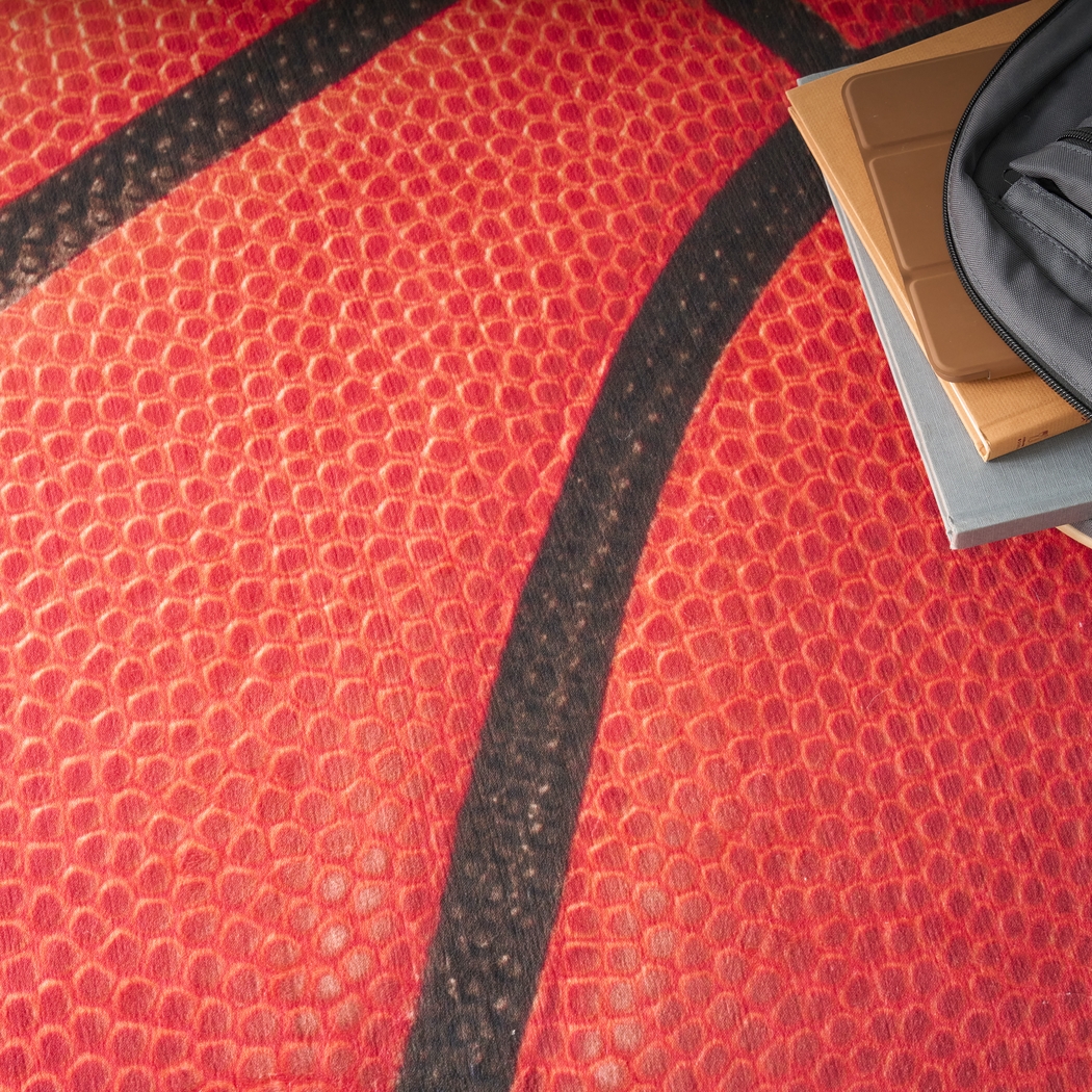 Kids Dribble Zone Orange 5' Round Rug - Thumbnail - Image 6