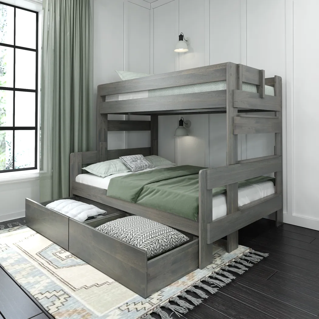 Kids Eastwick Gray Twin/Full Bunk Bed with Storage Drawers - Thumbnail - Image 1