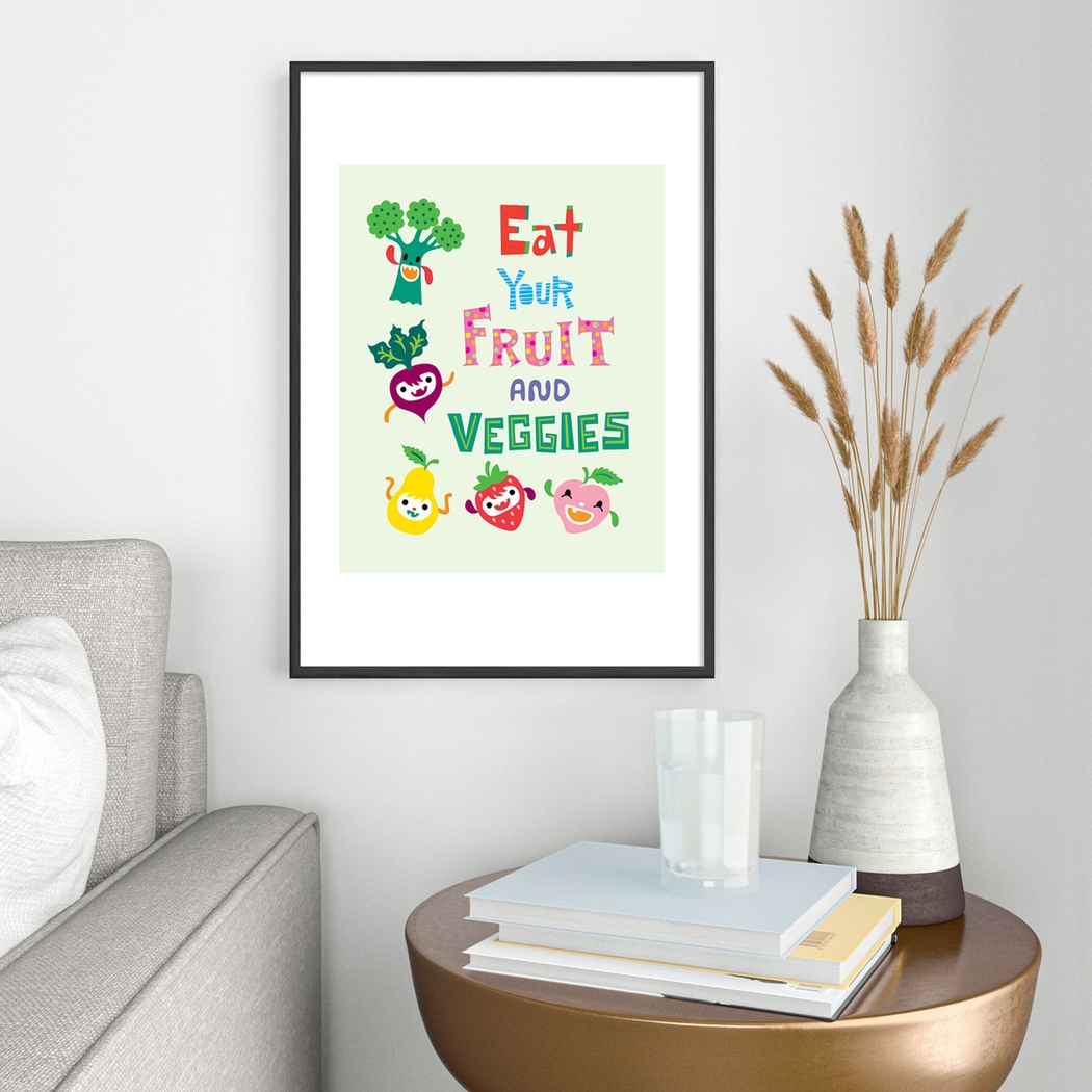 Kids Eat Your Fruits And Veggies Green Metal Print - Thumbnail - Image 2