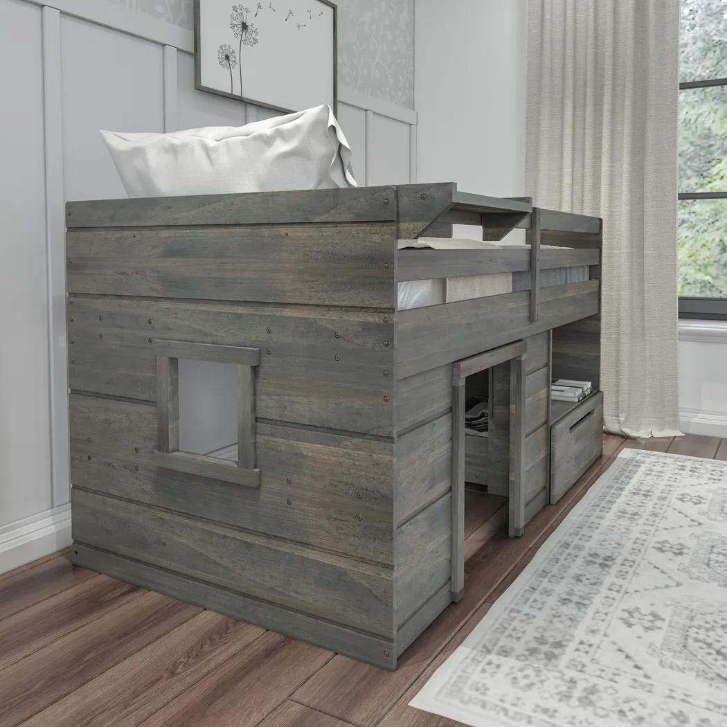 Kids Edenberry Gray Twin Loft Bed with 1 Drawer - Thumbnail - Image 5