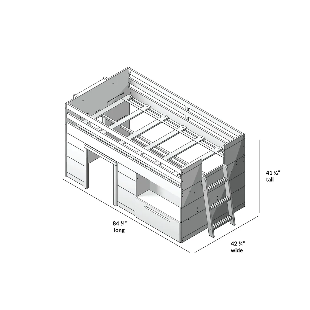 Kids Edenberry White Twin Loft Bed with 1 Drawer - Thumbnail - Image 7
