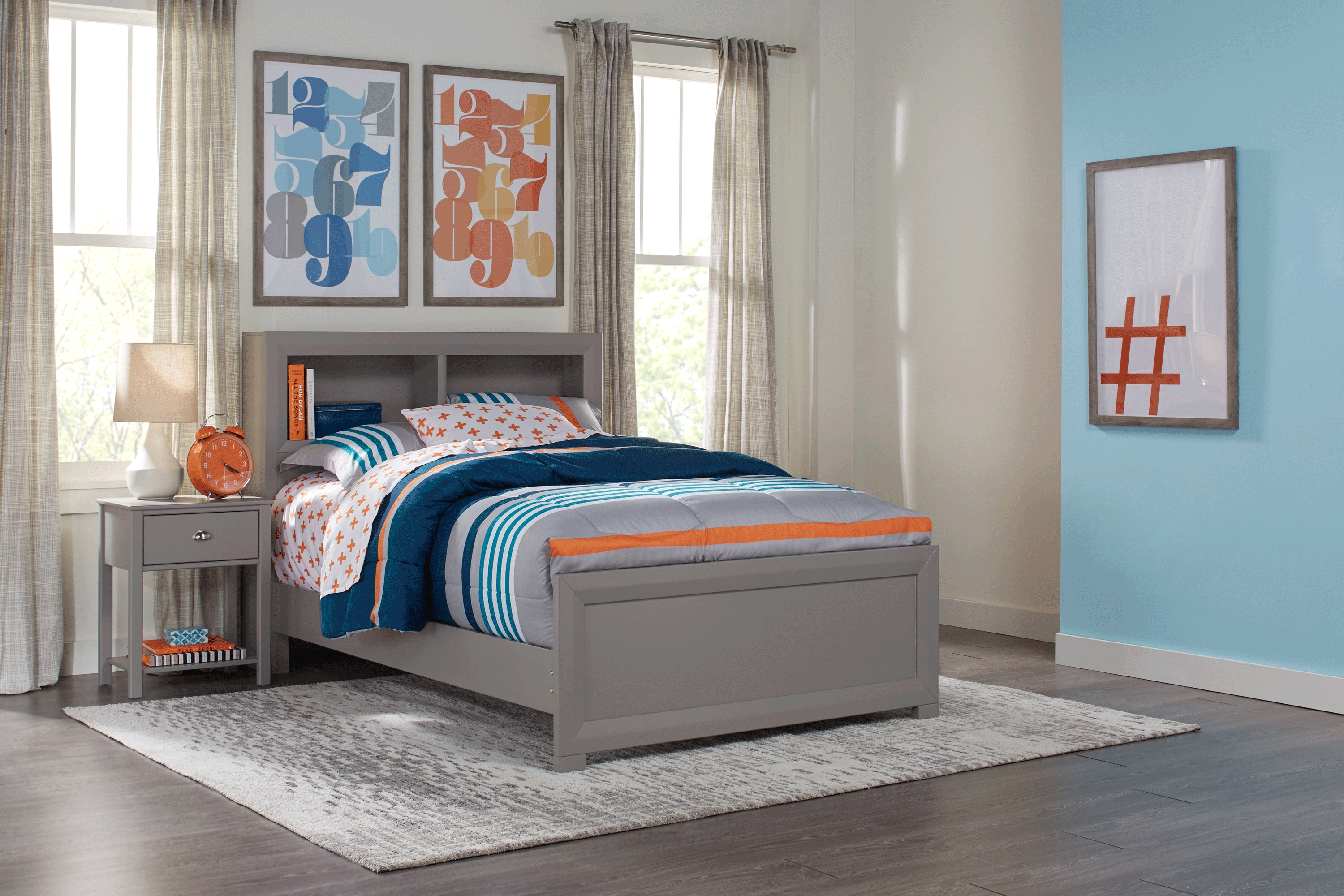 Kids Edgegrove Gray 2 Pc Full Bookcase Bedroom - Thumbnail - Image 2