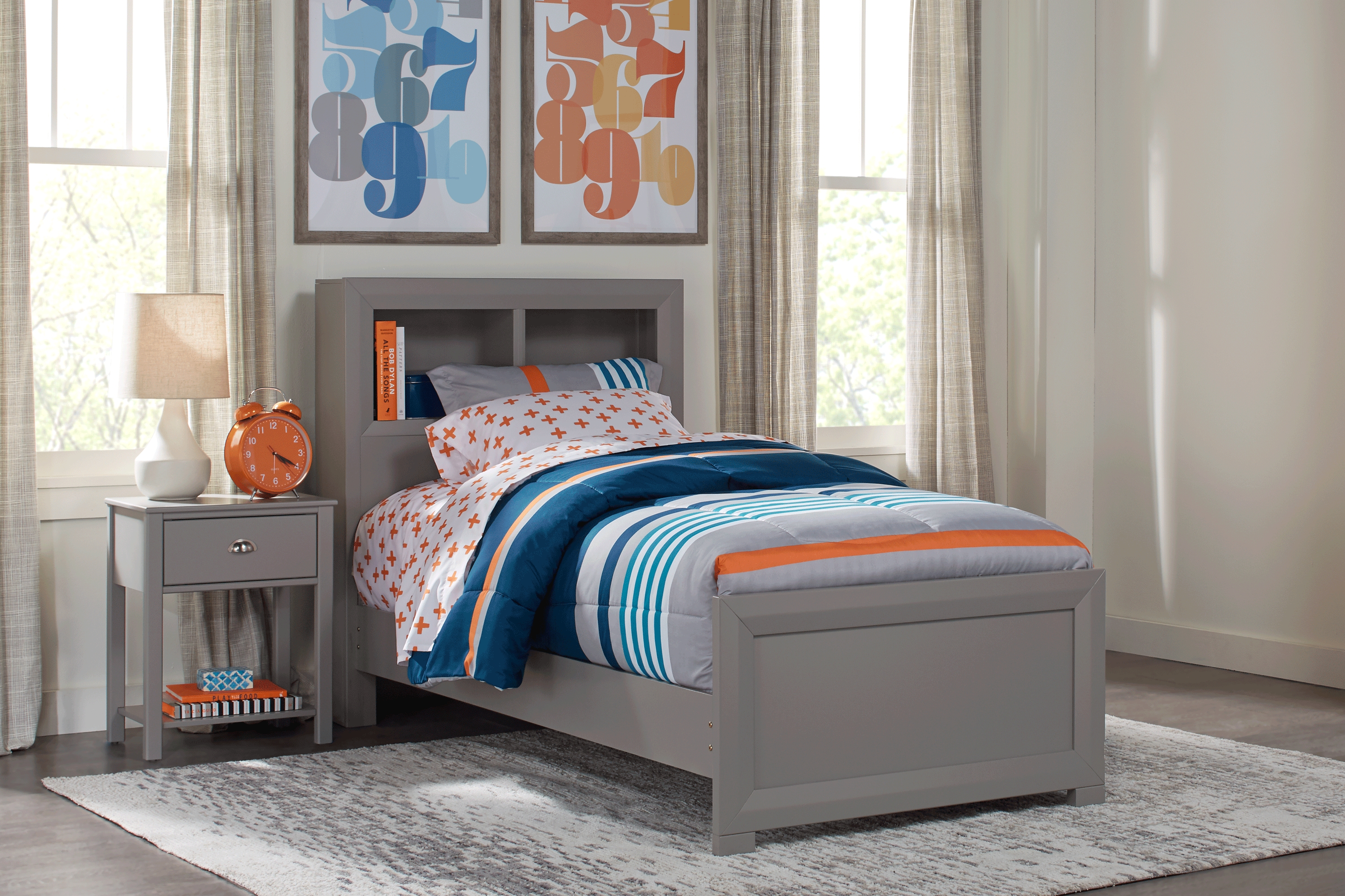 Kids Edgegrove Gray 2 Pc Twin Bookcase Bedroom - Thumbnail - Image 2