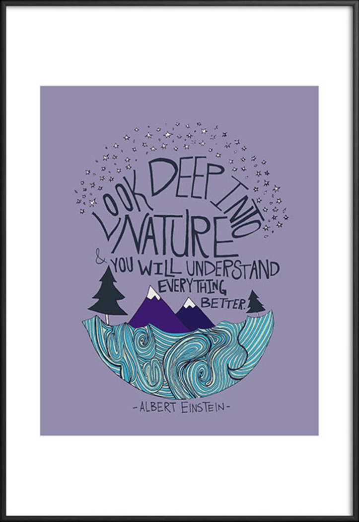 Kids Einstein Nature Blue Metal Framed Print - Thumbnail - Image 1