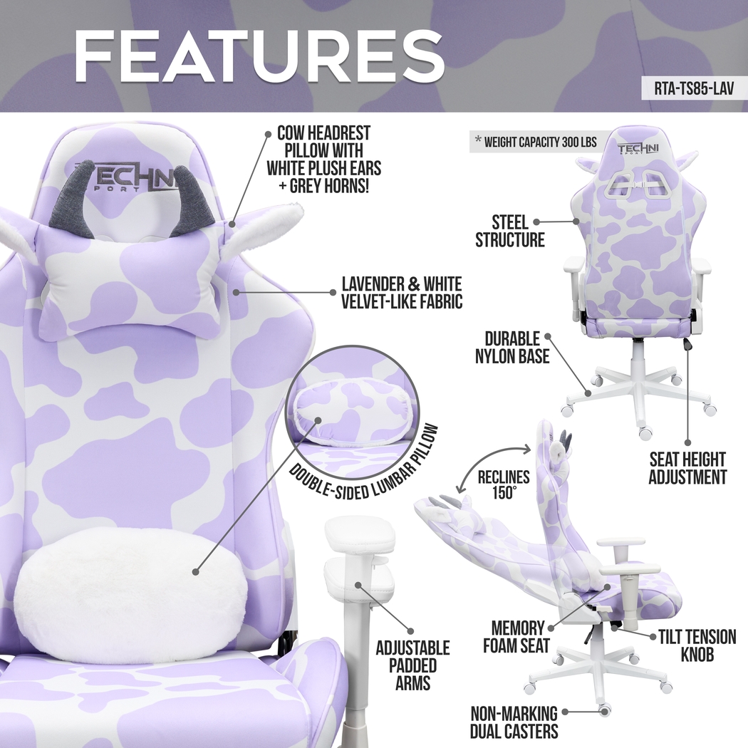 Eldoki Lavender Gaming Chair - Thumbnail - Image 3