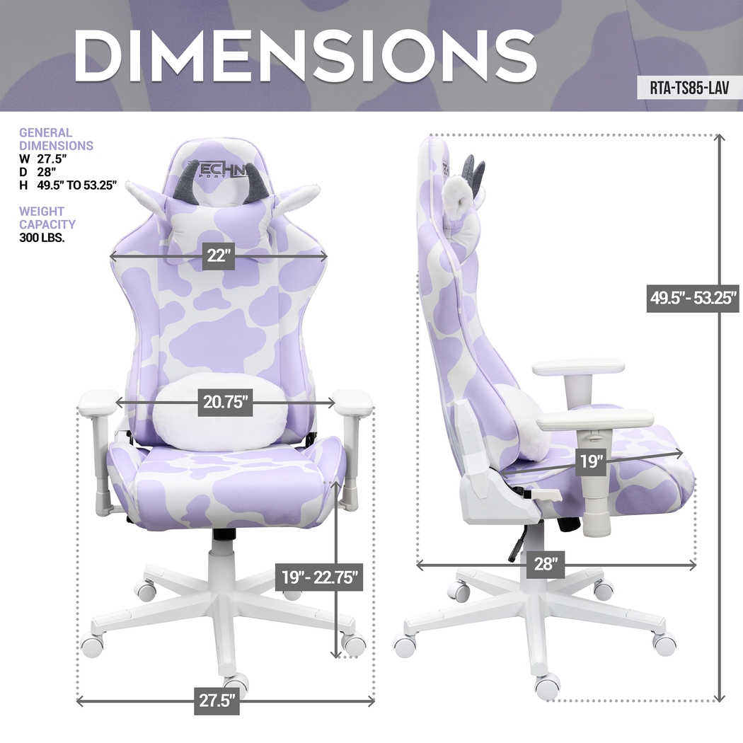 Eldoki Lavender Gaming Chair - Thumbnail - Image 4
