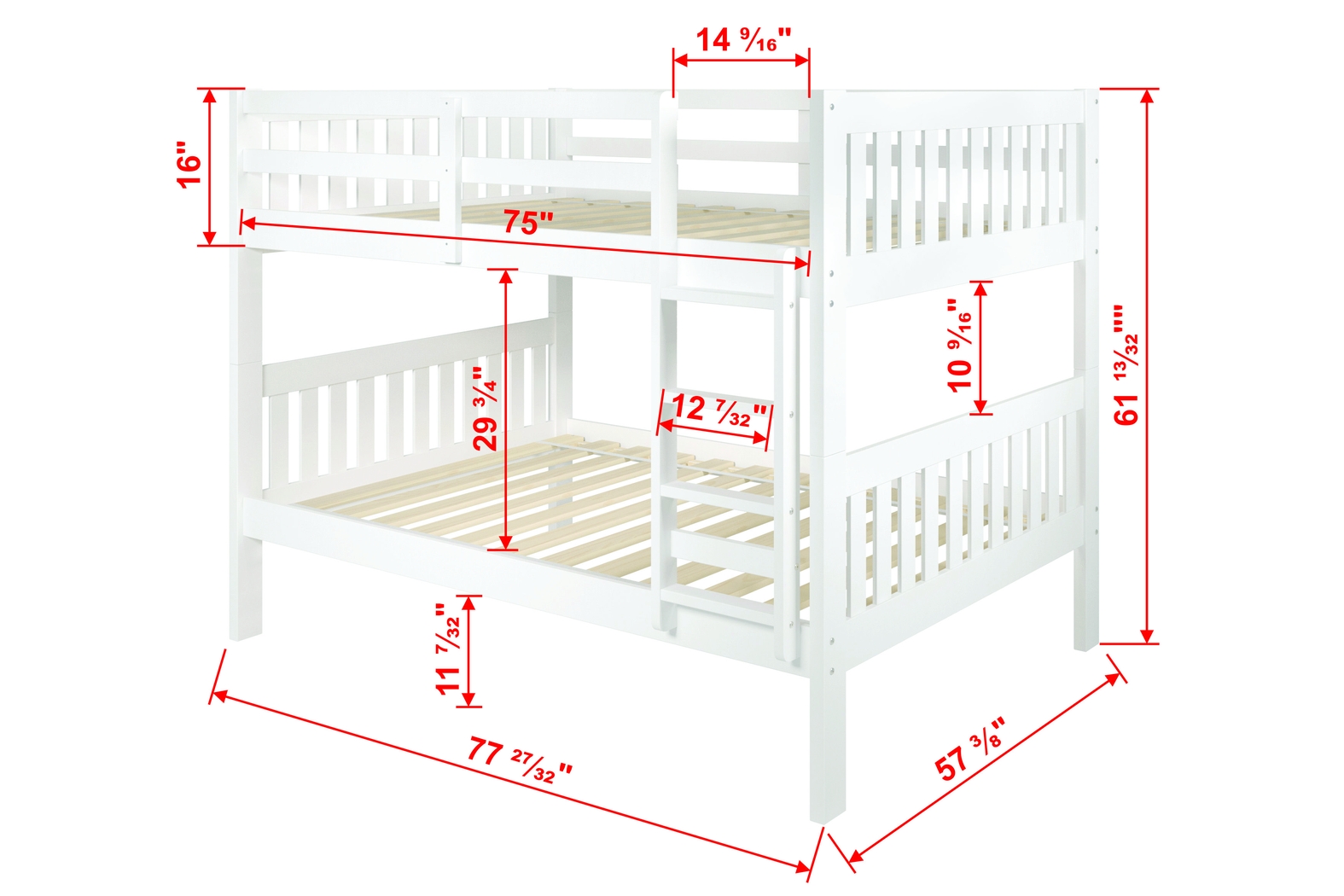 Kids Eleonara I White Full/Full Bunk Bed - Thumbnail - Image 4