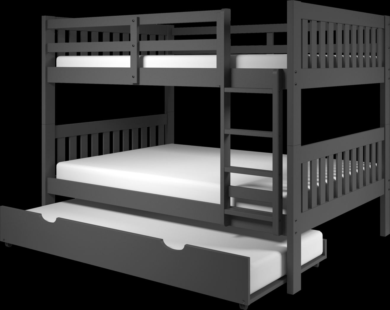 Kids Eleonara II Dark Gray Full/Full Bunk Bed with Trundle - Thumbnail - Image 1