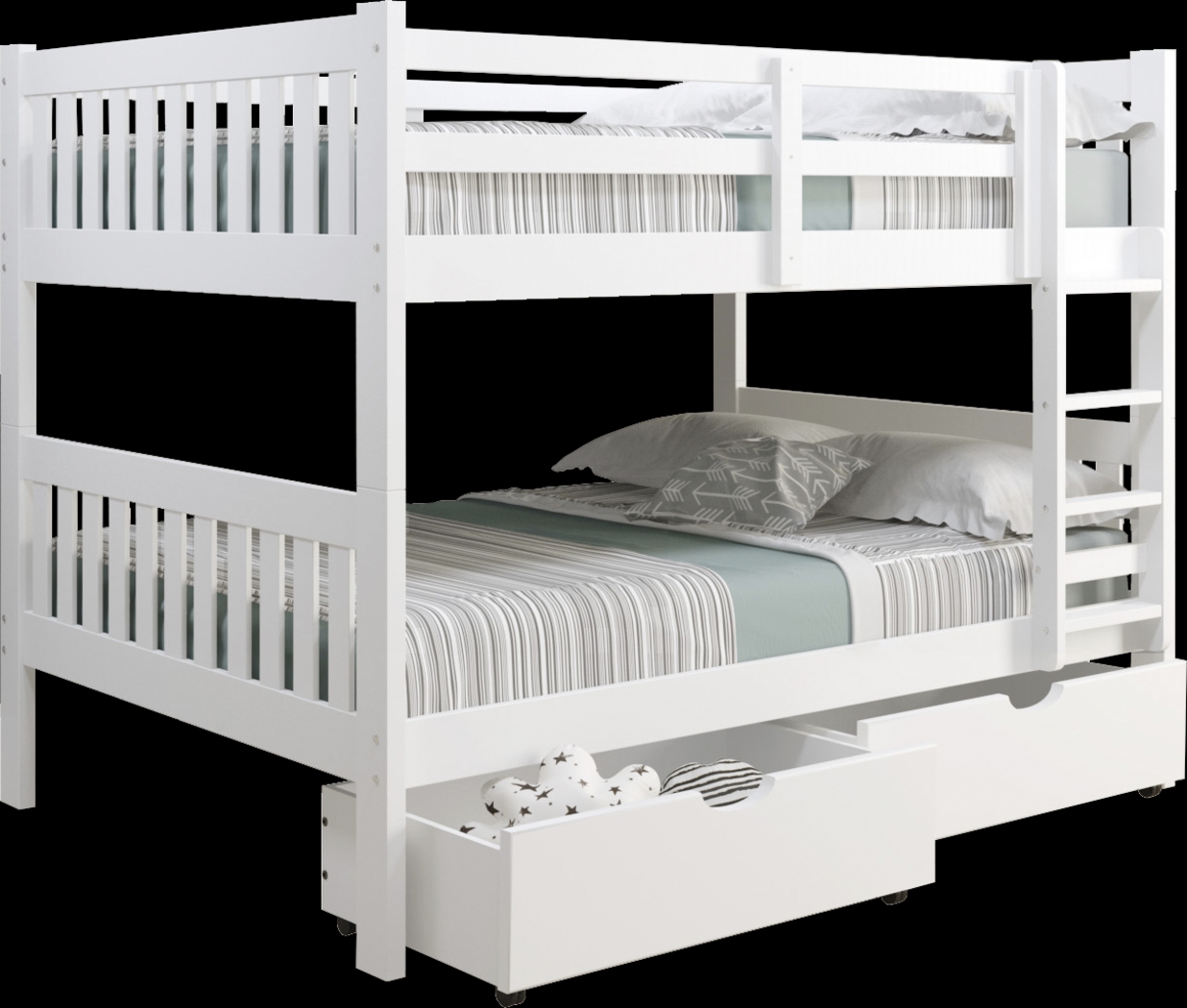 Kids Eleonara III White Full/Full Bunk Bed with Drawers - Thumbnail - Image 1