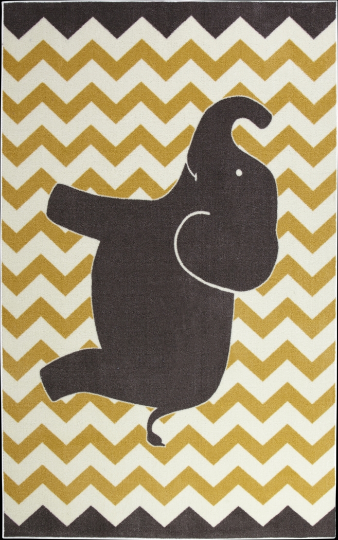 Kids Elephant Way Yellow 5' x 8' Rug - Thumbnail - Image 1