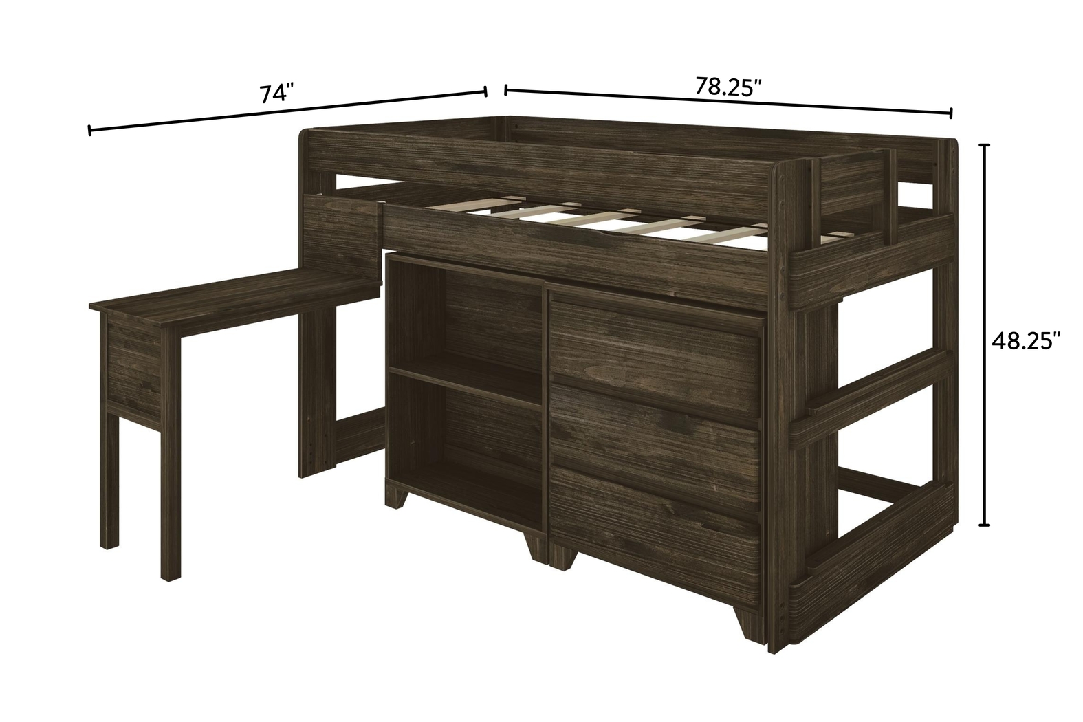 Kids Eliska I Brown Twin Loft Bed with Dresser, Bookcase, and Desk - Thumbnail - Image 7