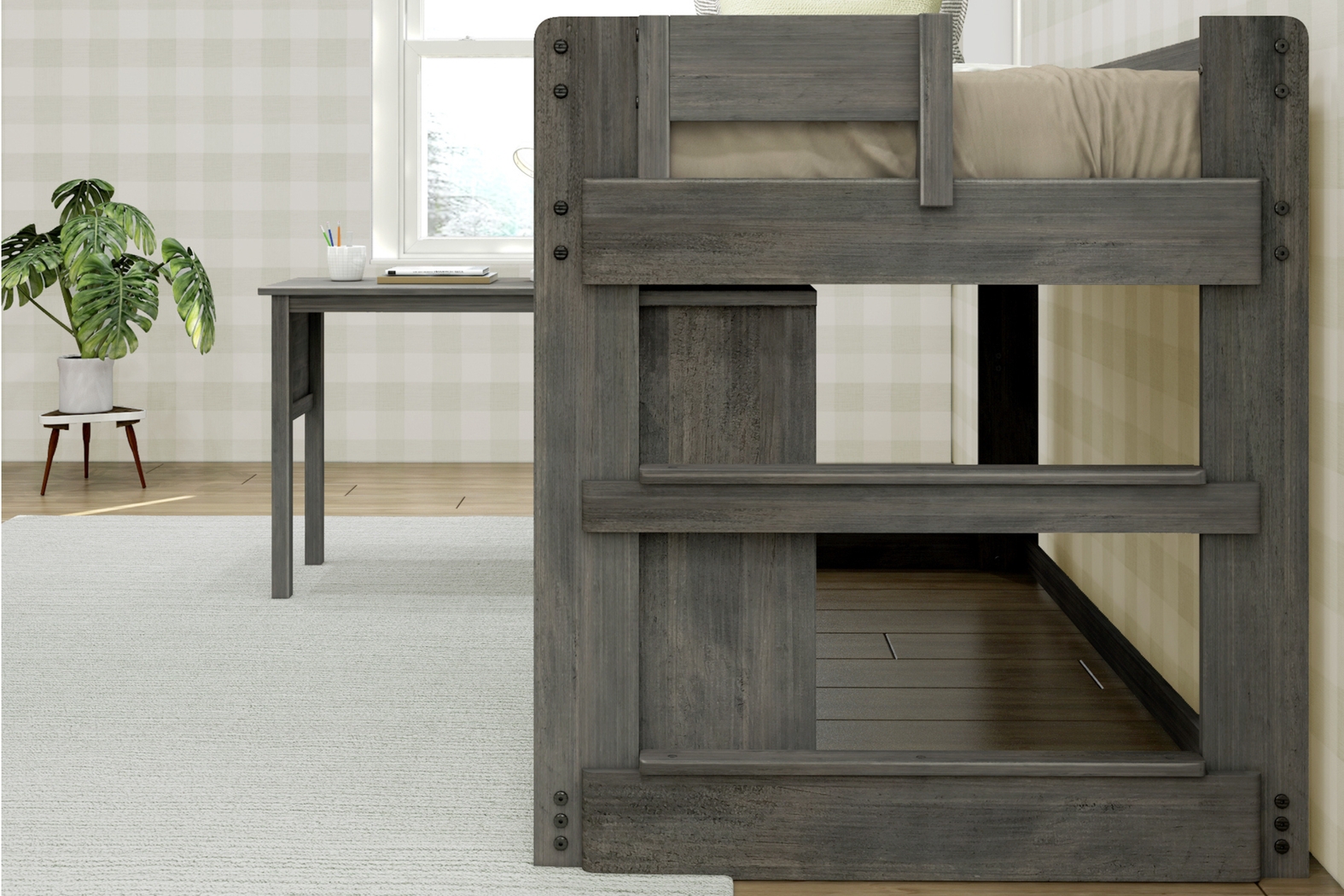 Kids Eliska I Gray Twin Loft Bed with Dresser, Bookcase, and Desk - Thumbnail - Image 5