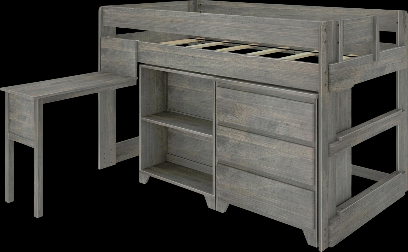 Kids Eliska I Gray Twin Loft Bed with Dresser, Bookcase, and Desk - Thumbnail - Image 1