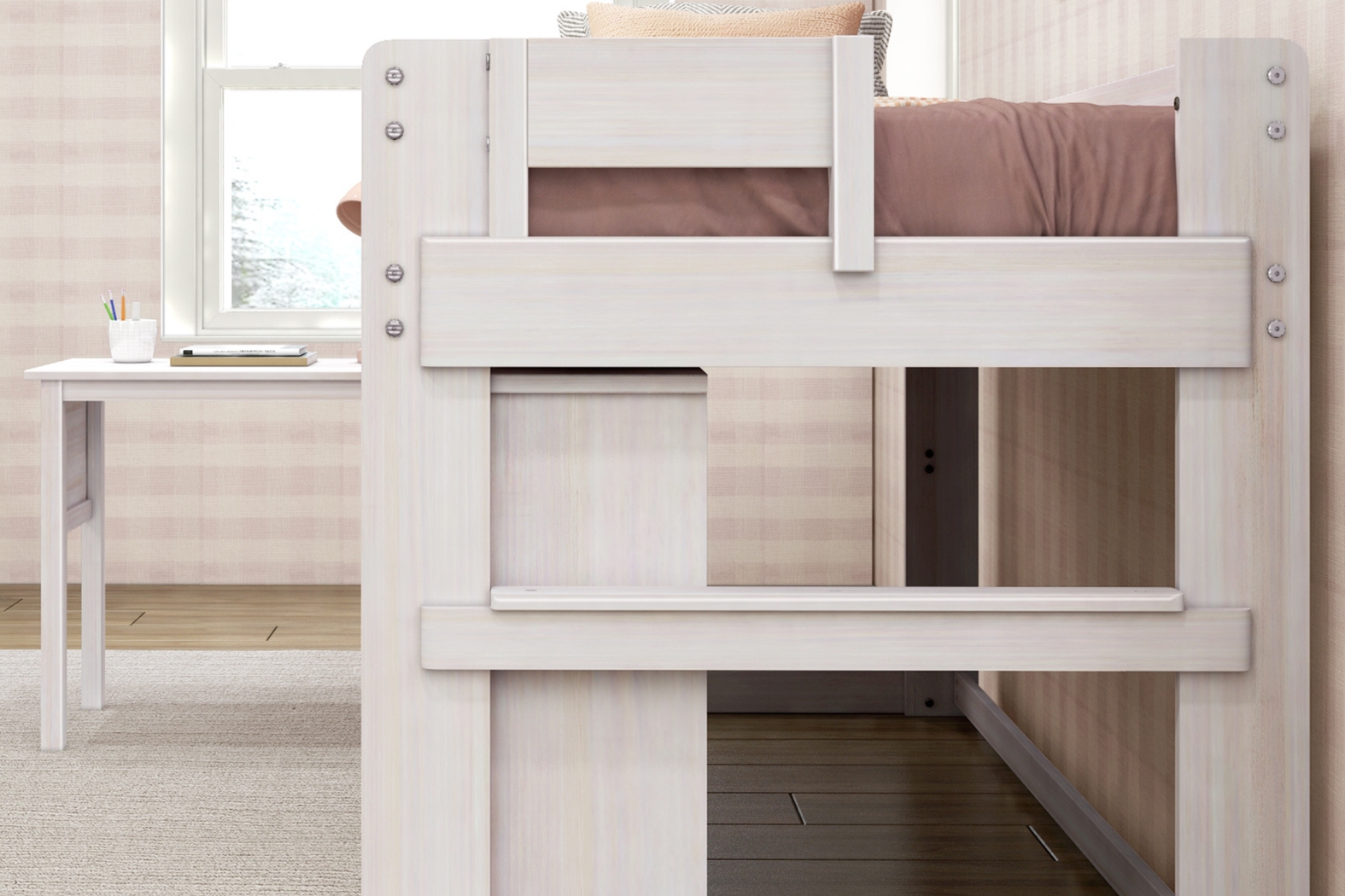 Kids Eliska I White Twin Loft Bed with Dresser, Bookcase, and Desk - Thumbnail - Image 5