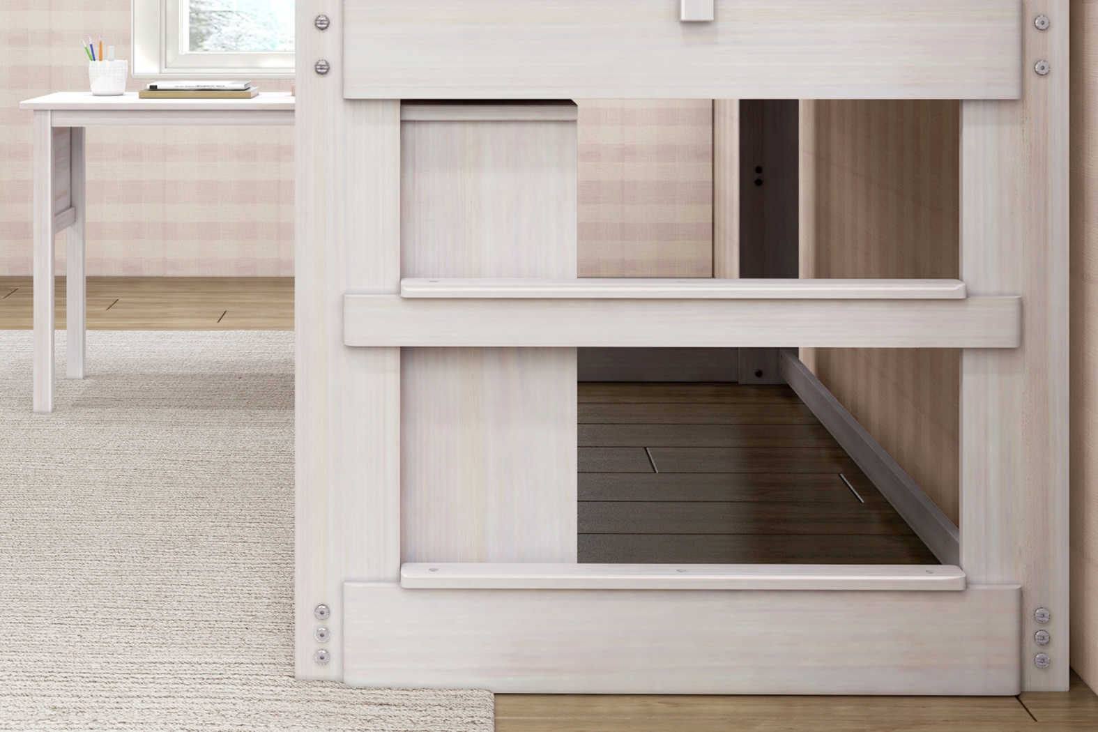 Kids Eliska I White Twin Loft Bed with Dresser, Bookcase, and Desk - Thumbnail - Image 6