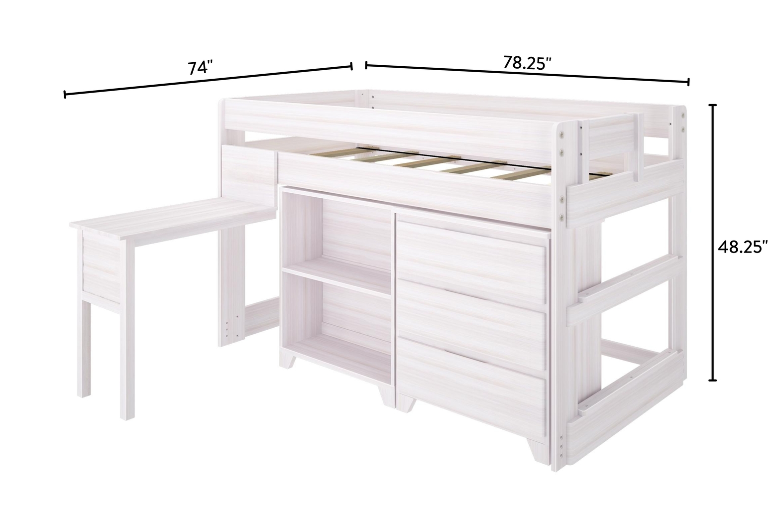 Kids Eliska I White Twin Loft Bed with Dresser, Bookcase, and Desk - Thumbnail - Image 8