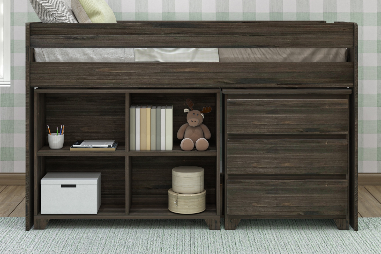 Kids Eliska II Brown Twin Loft Bed with Dresser & Bookcase - Thumbnail - Image 3